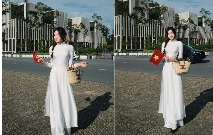 Đỗ Thị Hà, Tiểu Vy mặc áo dài đẹp hút mắt trong dịp nghỉ lễ-2