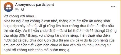 Nhà 4 người, chồng lương 30 triệu nhưng chỉ đưa cho vợ 5 triệu lo ăn uống: CĐM bức xúc thế này là ở ghép chứ vợ chồng gì?!-1