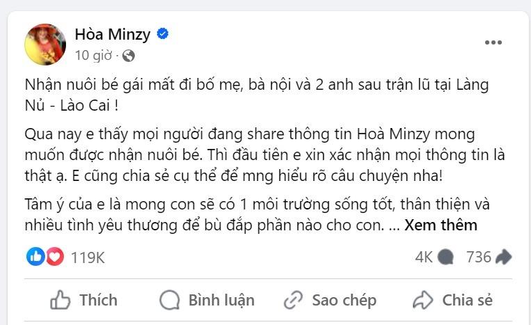 Hòa Minzy nói rõ chuyện muốn nhận nuôi bé gái Làng Nủ-2