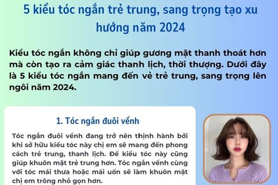 5 kiểu tóc ngắn trẻ trung, sang trọng tạo xu hướng năm 2024