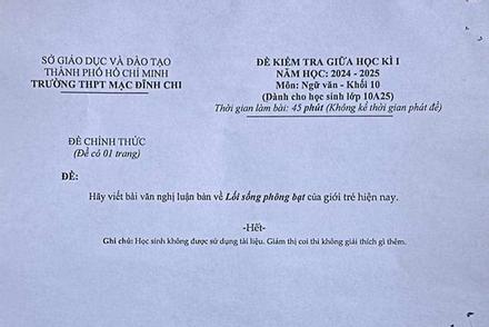 Tranh cãi xung quanh đề kiểm tra ngữ văn bàn về lối sống phông bạt