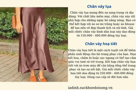 Chọn mua chân váy đẹp cho nữ công sở khi thời tiết có nắng ấm