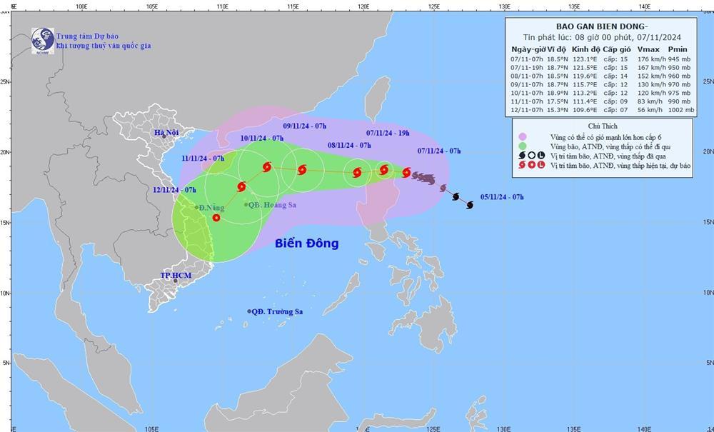 Tin bão mới nhất 7/11: Bão Yinxing gần Biển Đông, mạnh cấp 15-1