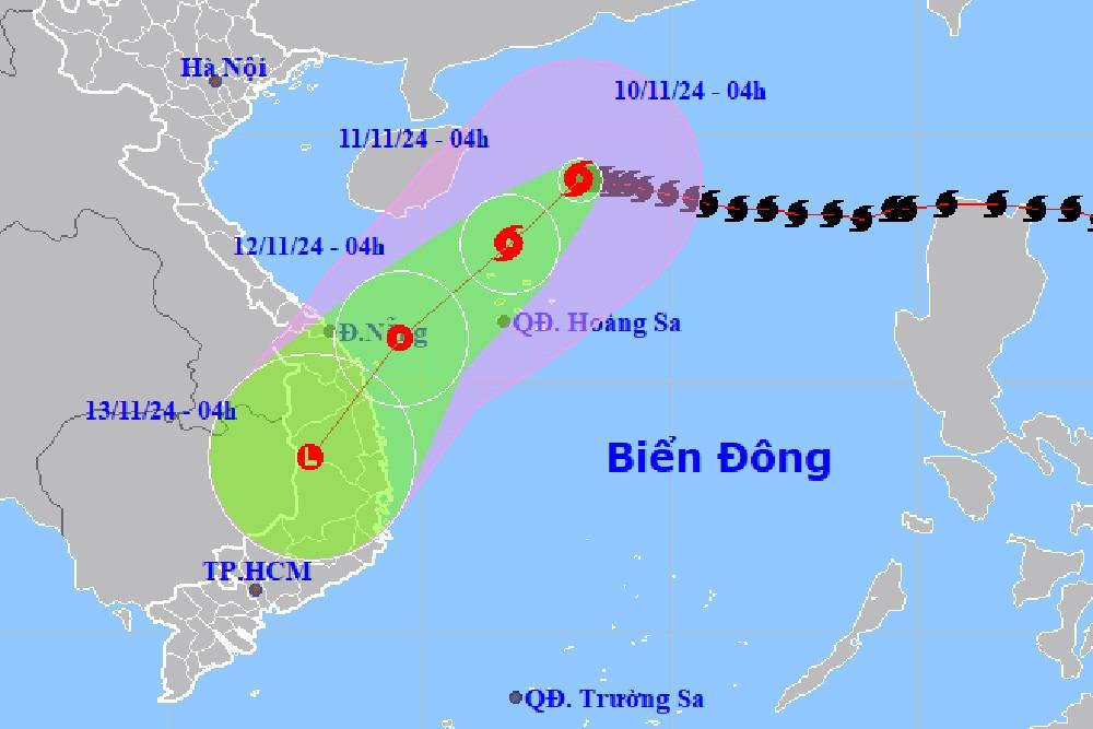 Bão số 7 Yinxing bắt đầu đổi hướng, đi về vùng biển Quảng Trị - Quảng Ngãi-1