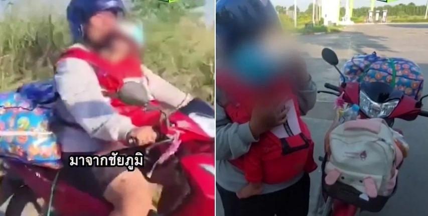 Người mẹ địu con đi quãng đường 450km, bật khóc nói về lý do-1