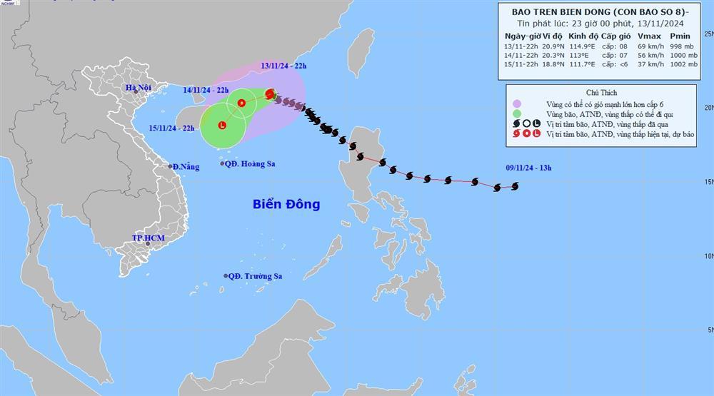 Dự báo thời tiết 14/11/2024: Bão số 8 suy yếu thành áp thấp nhiệt đới-1