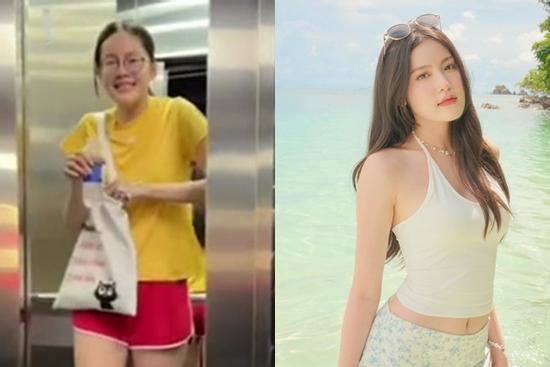 Thang máy vừa mở, bạn gái HIEUTHUHAI vội che đi 1 thứ, netizen khẳng định: Khác trên mạng!