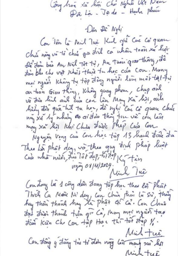 Ông Thích Minh Tuệ làm đơn đề nghị người dân không đăng ảnh ông lên mạng-1