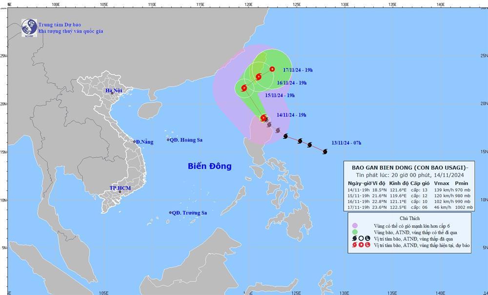 Dự báo thời tiết 15/11/2024: Bão Usagi tiến vào biển Đông, miền Bắc se lạnh-1