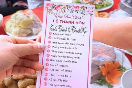 Thực đơn tiệc cưới ở Yên Bái đãi món 'Sơn nữ ném còn' và loạt tên gây sốt, biết người đặt tên càng bất ngờ