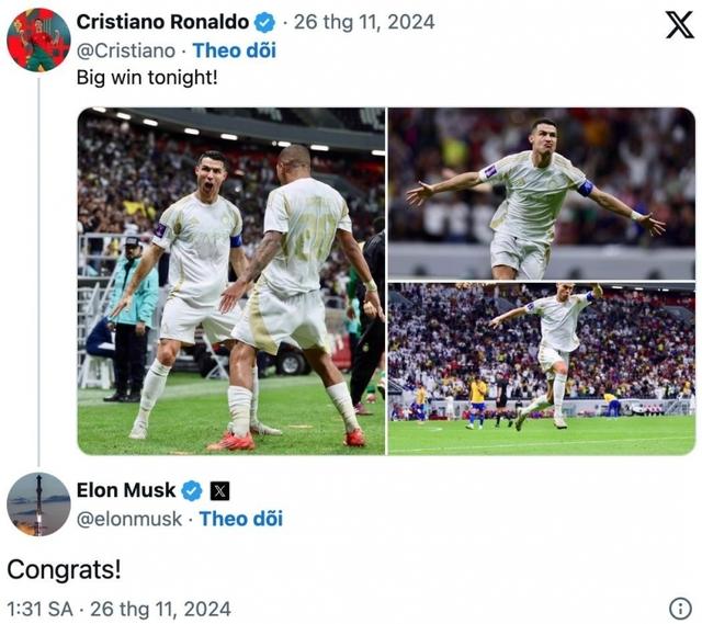 Ronaldo thể hiện sự tinh tế khi nhận được lời chúc từ tỷ phú Elon Musk-1