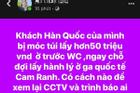 Thực hư khách Hàn Quốc bị 'móc túi' 50 triệu đồng ở sân bay Cam Ranh