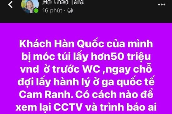 Thực hư khách Hàn Quốc bị 'móc túi' 50 triệu đồng ở sân bay Cam Ranh