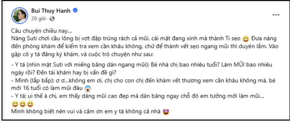 Ái nữ nhà Thuý Hạnh bị thương tới rách mũi, đi bệnh viện bị y tá nghi dao kéo ở tuổi 16-1