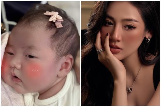 Biểu cảm cực đáng yêu vừa tròn 1 tháng tuổi của con gái Á hậu Tú Anh