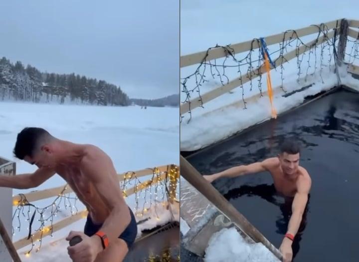 Ronaldo tắm ngoài trời giữa cái lạnh -8 độ C khiến dân mạng sửng sốt-2