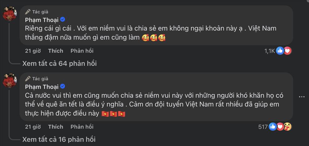 Tiktoker Phạm Thoại tuyên bố sẽ mạnh tay chi 1 tỷ để làm điều ý nghĩa nếu Việt Nam đánh bại Thái Lan ở chung kết AFF Cup-2