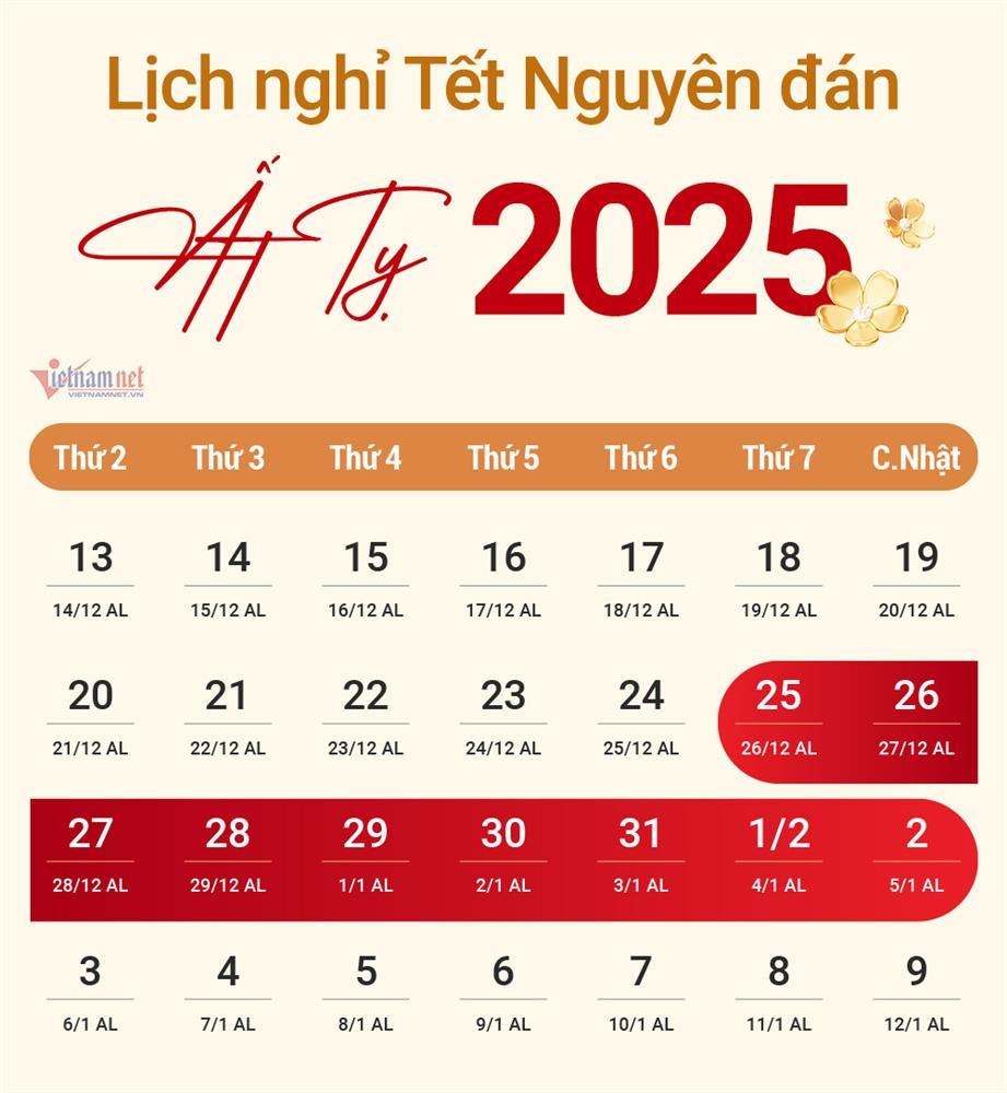 Lịch nghỉ Tết Nguyên đán 2025 từ ngày nào?-2